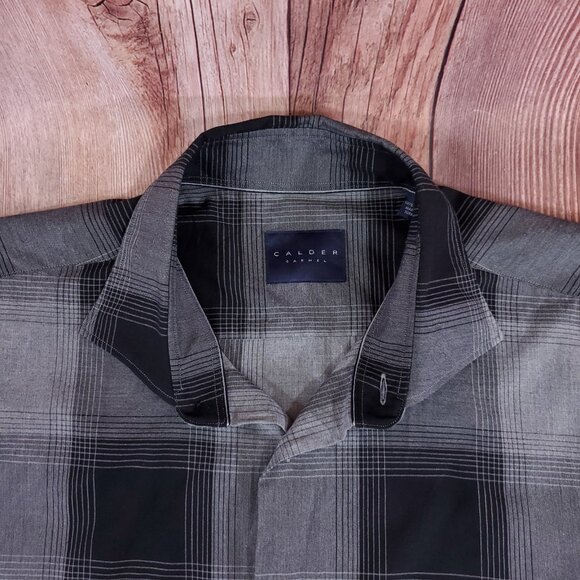 Calder Carmel Limited Edition 1/70 Mens Large Gray Black Windowpane Plaid Shirt - Picture 4 of 13